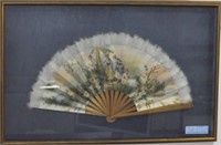 ELABORATELY DECORATED/PAINTED FAN WITH FEATHERED