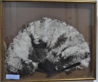 FEATHERED DECORATIVE FAN - FRAMED