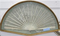 LACE PAINTED FAN WITH POLLINATING BEES - FRAMED