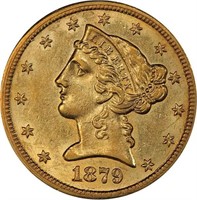 $5 1879-CC PCGS AU58 CAC