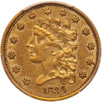 $2.50 1834 CLASSIC HEAD. PCGS AU50 CAC