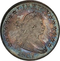 50C 1807 DRAPED BUST. PCGS AU58