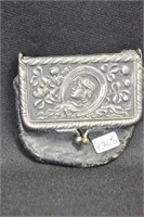 ART NOUVEAU STYLE COIN PURSE - LEATHER AND SILVER