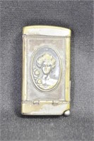 SILVER PLATE MATCH CASE/VESTA - STAG ON ONE SIDE
