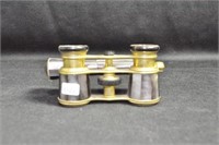 TINTED MOTHER OF PEARL AND BRASS OPERA GLASSES