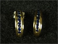 PAIR OF 2.2 CT SAPPHIRE 14KT YELLOW GOLD EARRINGS
