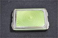 ART DECO STYLE POP UP COMPACT WITH MIRROR GREEN