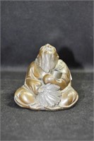 BRONZE FIGURINE INK WELL WITH PEN HOLDER MISSIN