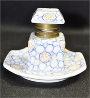 CERAMIC INK WELL WITH BRASS COLOR - ATTACHED