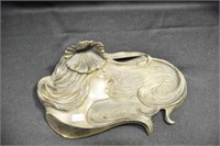 ART NOUVEAU DESK TRAY - BRASS WITH CERAMIC WELL