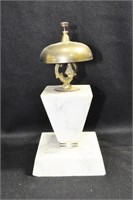 BRASS SERVICE BELL ON MARBLE STAND MADE IN ITALY