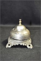SILVER PLATE SERVICE BELL ON DECORATIVE BASE