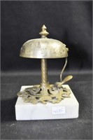 SILVER PLATE SERVICE BELL ON MARBLE BASE