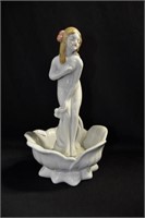 MAIDEN POSED IN LOTUS - 8 3/4" - WHITE WITH