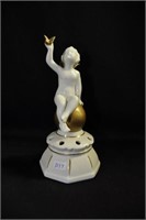 CUPID WITH BUTTERFLY ON GOLDEN GLOBE - 6 1/2"