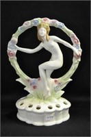 NYMPH IN CIRCLE OF FLOWERS - 8 1/4" - WHITE AND