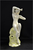 LADY SITTING ON ROCK WITH ARMS UP - 12" - ROCK IS