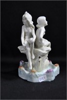 2 GIRLS SITTING ON A ROCK - 5 1/4" - WHITE WITH