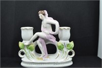 SEATED NUDE WITH DOUBLE CANDLEHOLDER - PAINTED -