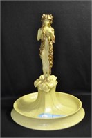 MODEST LADY WITH GOLD GARLAND ON BOWL - 13" HIGH