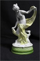 LADY WITH BACK LEG UP - YELLOW WITH GREEN BASE -