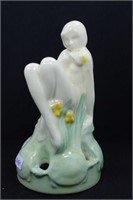 MAIDEN WITH TURTLES AROUND BASE - 5" - IVORY AND