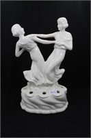 DOUBLE DANCERS - 7" HIGH - IVORY SOME CRAZING