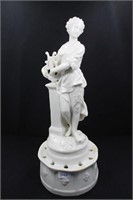 LADY PLAYING LYRE - WHITE - 9" MARKED: