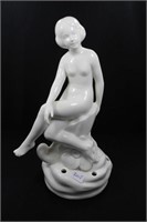 SEATED LADY IN WHITE - 8 1/2" HIGH HOLE IN BACK