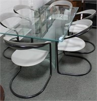 CONTEMPORARY DINING TABLE AND 6 CHAIRS GLASS