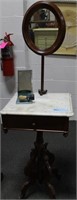 VICTORIAN WALNUT, MARBLE TOP SHAVING STAND