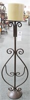 WROUGHT IRON CANDLE STAND WITH PILLAR CANDLE -