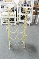WROUGHT IRON WINE RACK FLORAL DESIGN - 12" W X 8"
