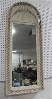 WICKER WALL MIRROR CATHEDRAL STYLE FRAME WITH