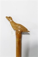 36" CANE WOODEN SHAFT WITH CARVED WOODEN GOOSE