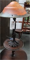 ART NOUVEAU BRONZE STYLE LAMP WITH GLASS SHADE