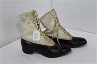 VICTORIAN LADIES SHOES LACE UP, LEATHER LOWERS