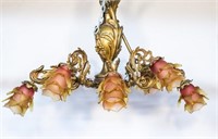 Victorian Chandelier, Ornate Brass Rococo-Manner
