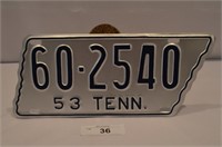 Professionally Refinished 1953 Tennessee License P