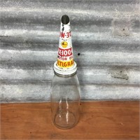 Genuine quart oil bottle & Shell X-100 tin top