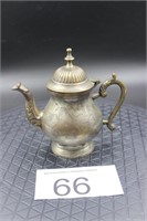 Silverplate Teapot on Brass