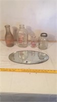 Antique mirror and dairy jars