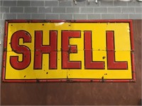Shell 4 piece enamel embossed sign apprx 9x6 ft