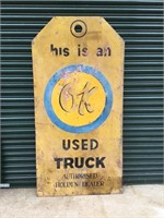 Original OK Holden used truck  sign approx 6x3 ft