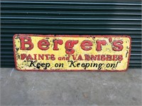 Berger paint embossed enal sign approx 6 x 2 ft