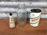Castrol quart bottle  rack rash, top & tin