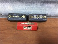 2 x Champion spark plug tins & box