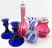 Cobalt Blue & Cranberry Art Glass Collection
