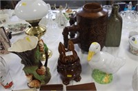 'Withernsea' vase, Bunny sweetie jar & duck