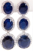 Jewelry 14k White Gold Sapphire & Diamond Earrings